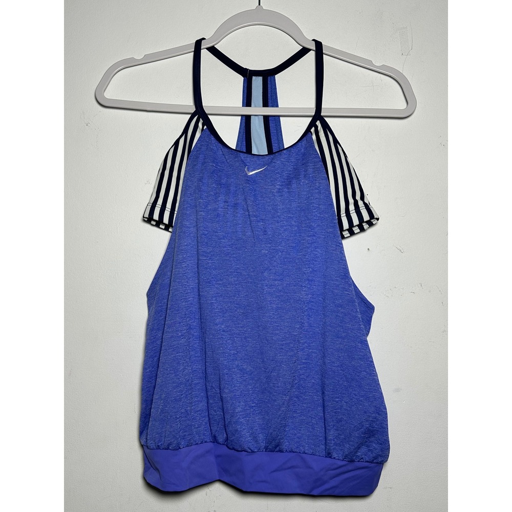 Nike Women's Athletic Tank‎ Top Blue Striped Straps Racerback Size Small